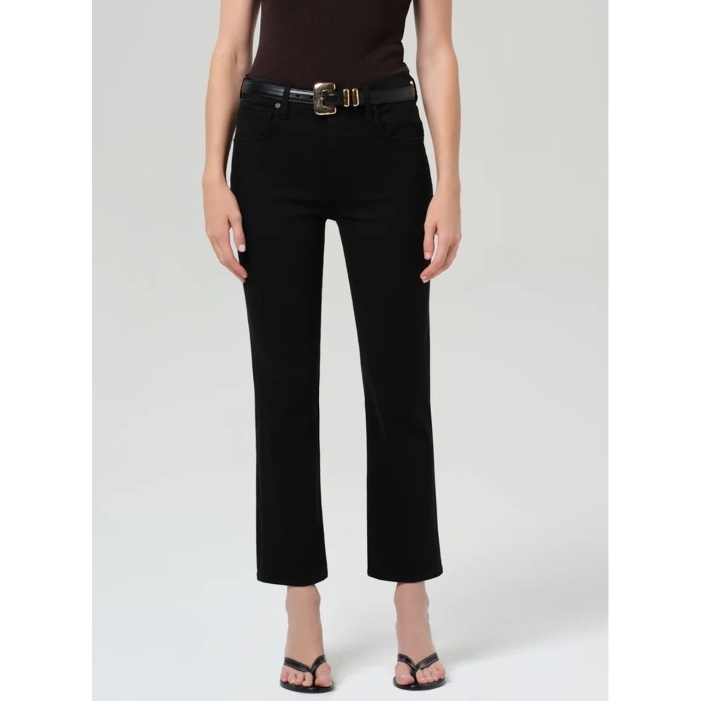 Citizens of Humanity Womens Isola Mid Rise Cropped Jeans 29 Bootcut Denim Black
